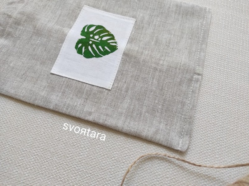 Торбинка з льону Monstera сірий 16х22 - Зображення 2